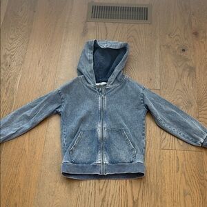 Kids Denim-Look Zip Hoodie Jacket - Blue